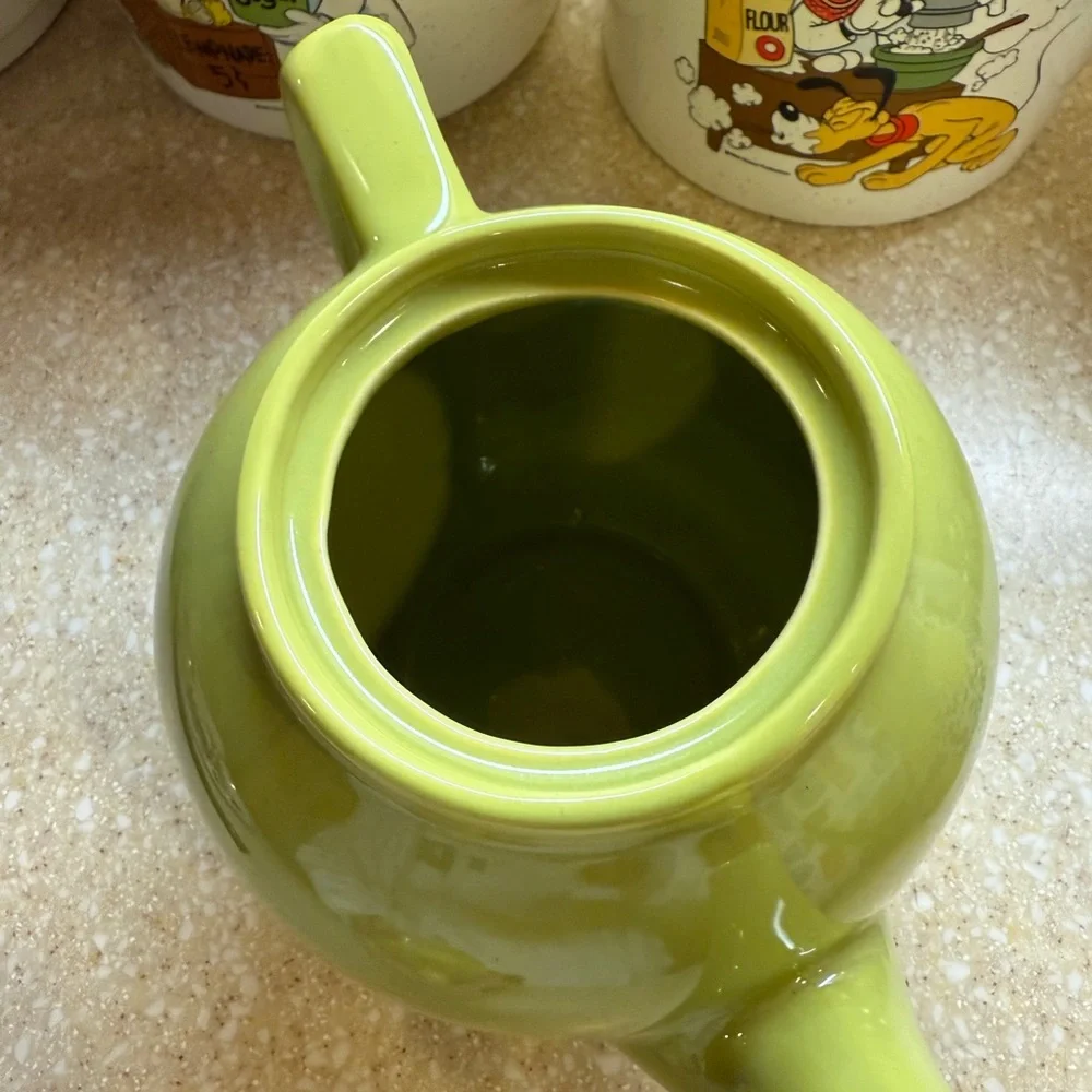 Olive Green Ceramic Teapot Made in USA Hot Water Hot Tea Craft